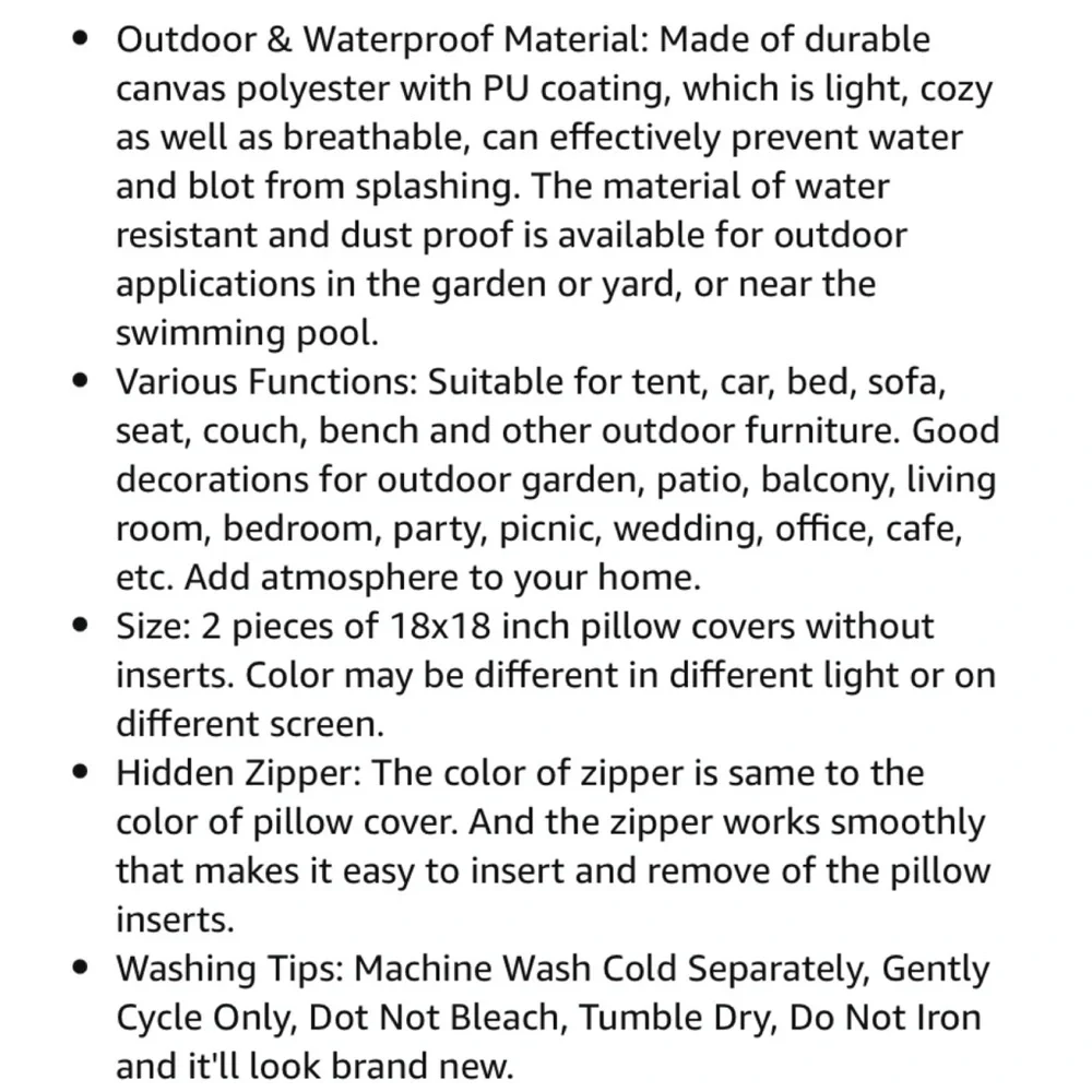 Luxury Home | Set of 2 Chic White Outdoor Water Resistant Throw Pillow Covers